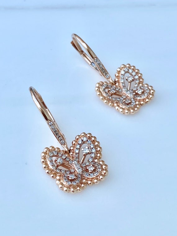 Diamond Butterfly Earrings, Bridal Jewelry for Br… - image 7