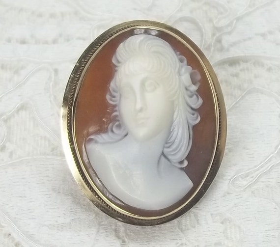 Vintage High Relief Female Natural Shell Cameo in… - image 6