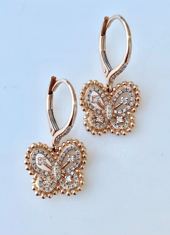 Diamond Butterfly Earrings, Bridal Jewelry for Br… - image 1