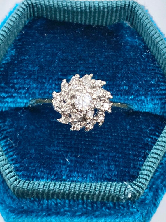Diamond Cluster 14k Gold Ring, .31 ct. TDW, Swirle
