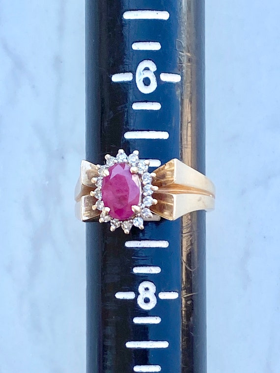 Vintage Ruby Diamond Engagement Ring in 14k Gold,… - image 5