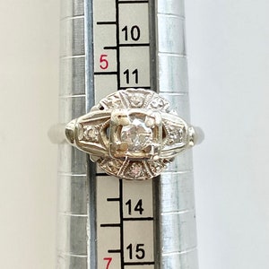 Art Deco Style Engagement Ring, 14k White Gold Diamond Ring, Solid Gold Vintage Ring image 5