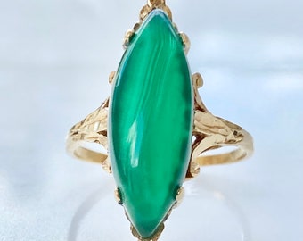 Jade 14k Gold Ring Size 7 1/2