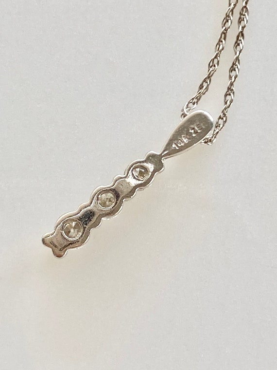 Natural Diamond Pendant, Three Stone Necklace, 14… - image 8