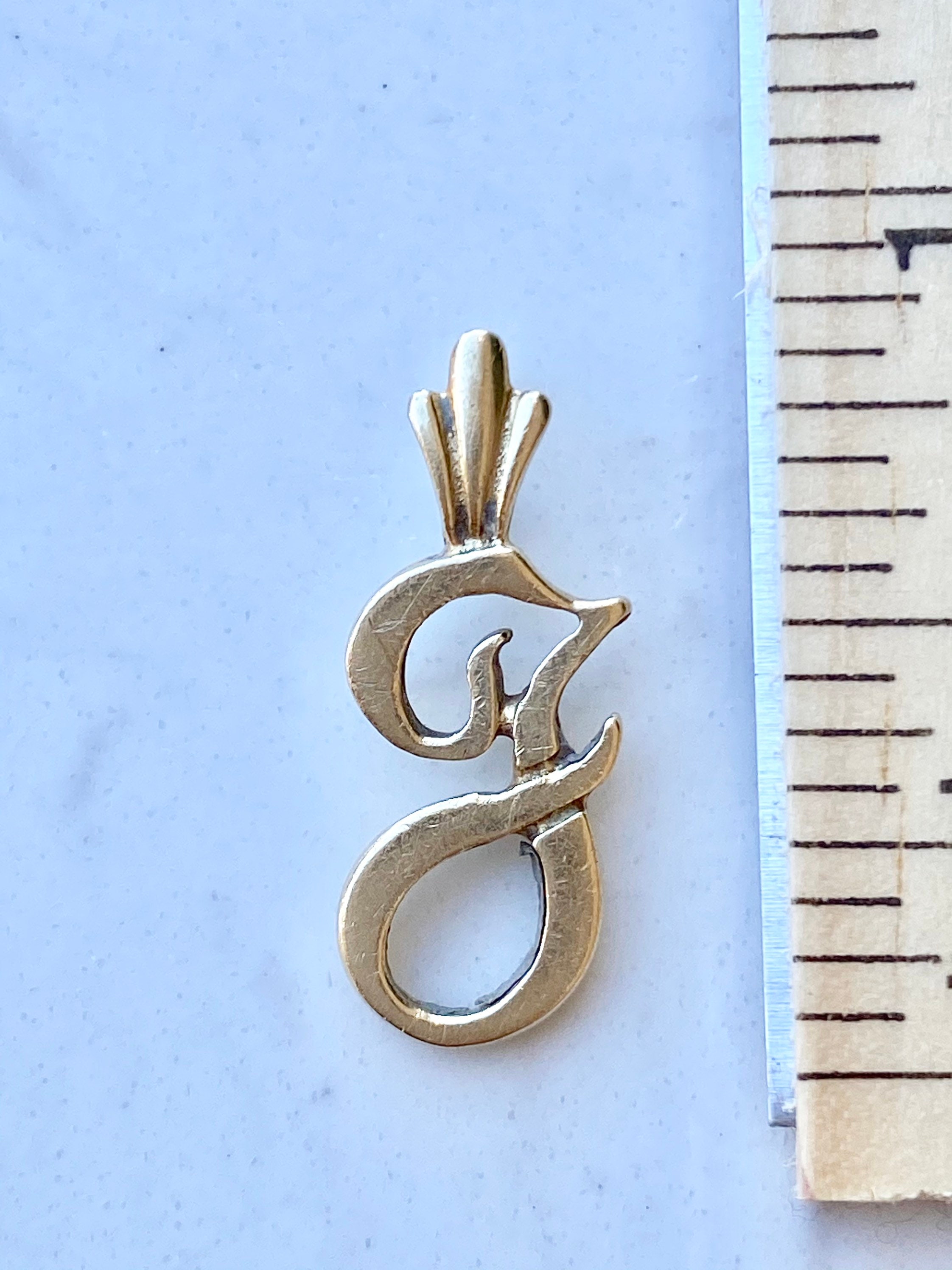 14k Solid Gold Pendant Letter J Initial for Necklace Cursive | Etsy
