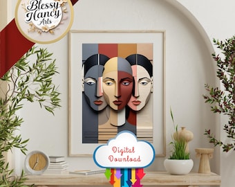 Abstract Black Woman Face Art Print: Portrait Bundle (Digital Download)