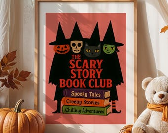 Halloween Poster, Scary Story Book Club, Bookish Poster, Book Club Poster, Literary Wall Art, Classroom Decor, Reading Poster, Bookish Print