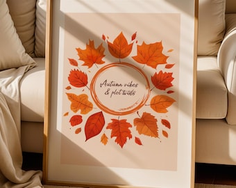 Bookish Poster, Fall Print, Digital Download, Autumn Wall Art, Earth Tones, Cozy Wall Art, Reading Corner, Bookshelf Decor, Library Decor