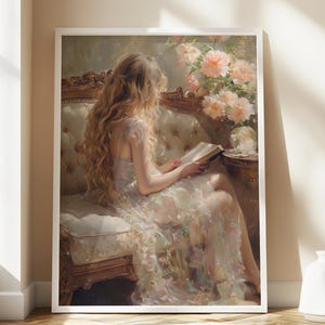 Charming Wall Decor: Girl Reading a Book Print for Your Reading Nook, Digital Download, Wall Art Print, Reading Poster, Book Lover