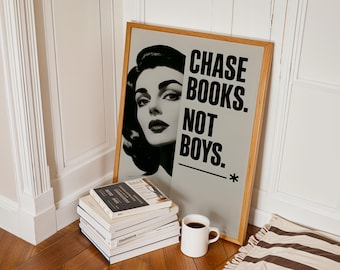 Bookish Print, Reading Wall Art, Retro Wall Art, Library Poster, Literature Wall Art, Bookshelf Decor, Book Club Poster