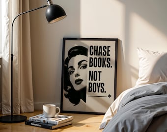 Póster literario, Mujer leyendo, Arte de pared descargable digitalmente, Póster de lectura, Frase divertida, Arte de pared retro, Póster de biblioteca, Decoración literaria