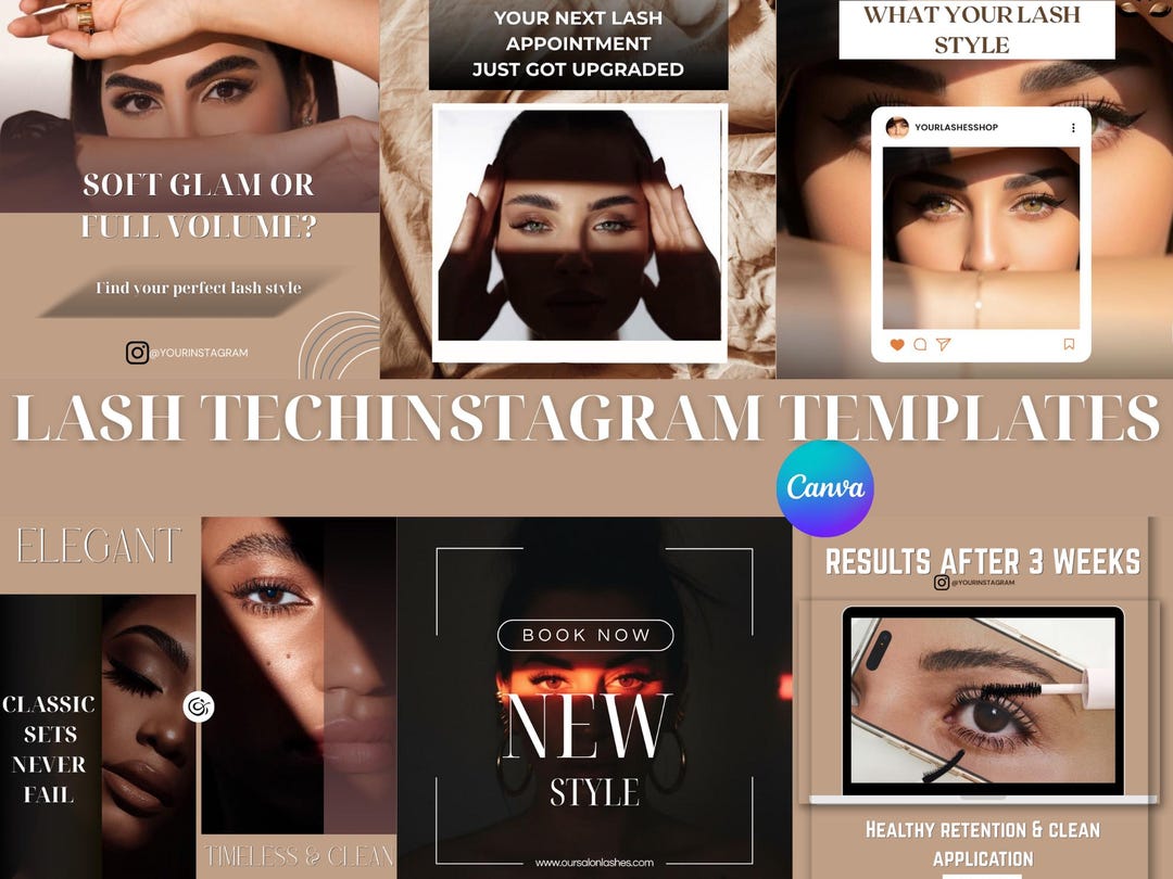 Lash Tech Instagram Templates, Beauty Canva Templates, Editable Social ...