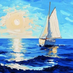 Sailboat Wall Art Print | Oil Painting Style Nautical Digital Download | Coastal Decor | Yacht Wall Art | Maritime Photo