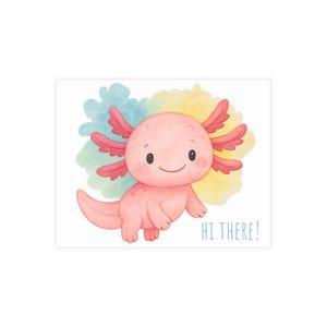 Niedliches Axolotl Postkarten Set, buntes Grußkarten Set, lustiges Briefpapier, aquatisches Thema, Hallo!