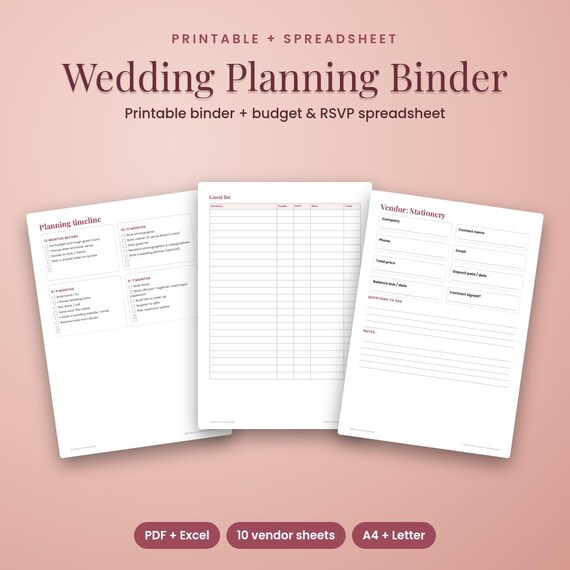 Wedding Planner Binder 2027, Printable + Budget & Guest List Sheet, Wedding Planner 2027, Wedding Binder Printable, Guest List Tracker
