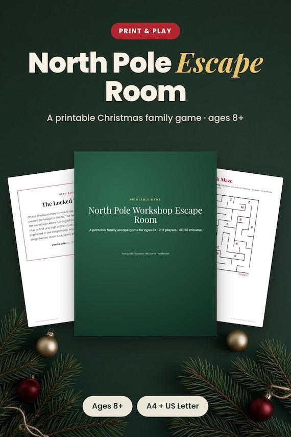 Christmas Escape Room for Kids, Printable Family Game (Ages 8+), Printable Escape Room, Kids Christmas Game, Holiday Activity, Puzzle Game