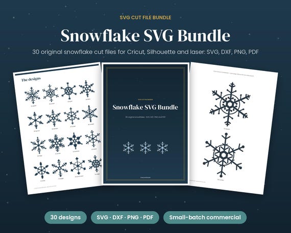 Snowflake SVG Bundle, 30 Snowflake Cut Files for Cricut & Silhouette, Christmas Svg, Winter Svg, Png Dxf, Laser Cut Ornaments