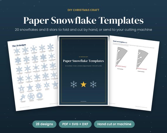 Paper Snowflake Templates, Printable Snowflake Patterns + 3D Paper Star Ornaments, DIY Christmas Craft for Kids & Adults