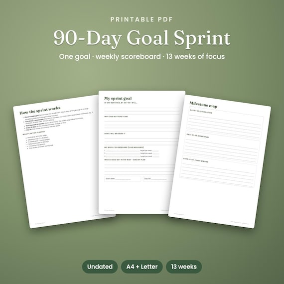 90-Day Goal Planner, Q1 2027 Goal Setting Workbook (Undated), 90 Day Planner, Q1 2027 Planner, New Year Goals, Undated Planner, Goal Tracker