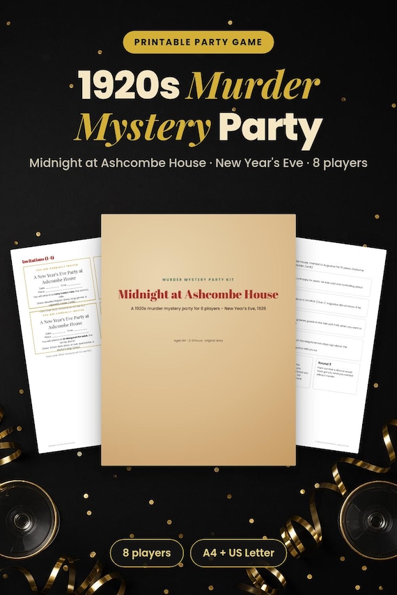 1920s Murder Mystery Party Game, New Year's Eve Kit for 8 Players, Murder Mystery Game, 1920S Party, New Years Eve Game, Dinner Party Game