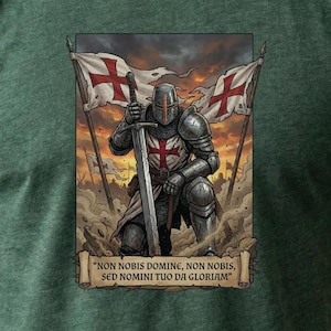 T-shirt chevalier templier croisé guerrier - T-shirt médiéval chevalier de la Croix-Rouge avec épée