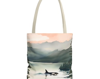 Orca Spiritual Guide Tote Bag, Whale Ocean Spirit Canvas Bag