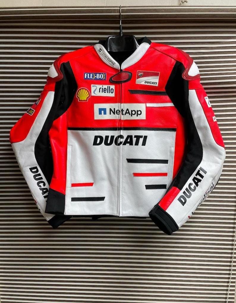 ドゥカティ レーシングレザージャケット：認定保護機能付き牛革バイク