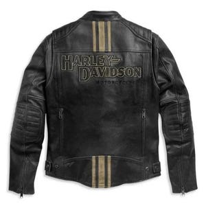 Blouson moto Harley Davidson pour homme - Blouson en cuir - Blouson en cuir noir