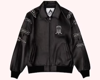 Chaqueta bomber de cuero negro Avirex: estilo aviador unisex, piel auténtica.