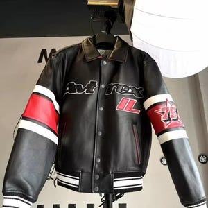 AVIREX USA Edition Icon Jacket In Black Color, Military Bomber Jacket, Men&#39;s Bomber Jacket, Original Leather Jacket For Him, Gift For Him
