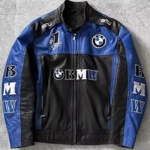 Blouson en cuir de moto de course BMW M1000 MOTOGP - Cuir de vachette - Cadeau d'anniversaire - Cadeau d'anniversaire