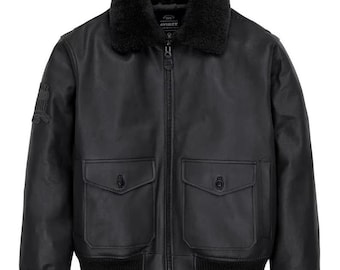 Chaqueta bomber de cuero AVIREX USA Edition: estilo militar