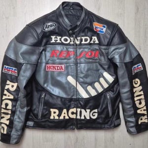 HONDA Repsol Vintage 90s Michelin Racing Motorcycle Leather Jacket Moto F1- Best Gift for Him