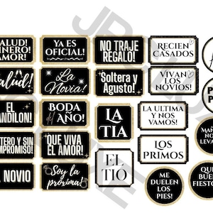 Wedding Photo Booth Props – Printable Bilingual Wedding Signs / Props para Bodas | Instant Digital Download