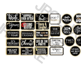 Wedding Photo Booth Props: Printable DIY Party Signs (Digital Download)