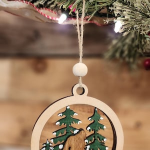 Handmade Sasquatch Layered Wood Ornament, Rustic Bigfoot Christmas Tree Decoration, Unique Woodland Gift, Quirky Christmas Decor