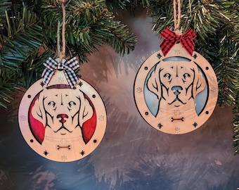 Ornement de Noël en bois stratifié représentant un labrador, gravure laser, cadeau pour les amoureux des chiens (rouge ou blanc)