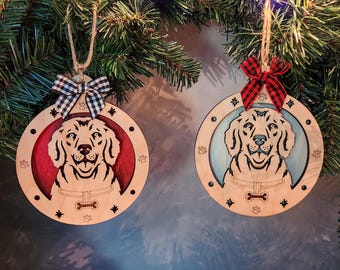 Ornement Golden Retriever en bois stratifié, gravure laser, cadeau idéal pour les amoureux des chiens, rouge ou blanc