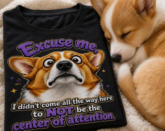 T-shirt Corgi, T-shirt pour amoureux des chiens, Énergie du personnage principal, Corgi vintage imprimé sur bois