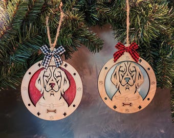 Ornement de Noël Beagle en bois stratifié, gravure laser, cadeau idéal pour les amoureux des chiens de chasse