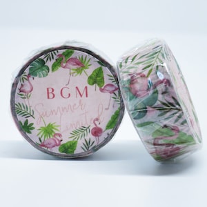 Roze Flamingo BGM Washi Tape. Bullet Journal. Plakband. Mini Album Scrapbooking. Office Desk Accessoires. Kawaii Schoolspullen. Japan