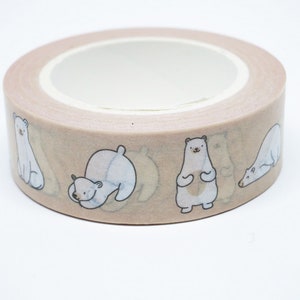Happy Polar Bear Washi Tape. Bullet Journal. Plakband. Mini Album Scrapbooking. Office Desk Accessoires. kawaii schoolspullen. Dierlijke