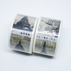 Architecture. Wide Washi Tape. Vintage Stamp.  Masking Tape. Mini Album Scrapbooking. Bullet journal accessories . Kawaii School Supplies.