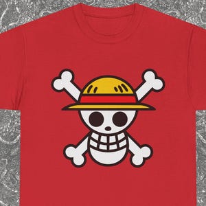 One Piece Straw Hat Jolly Roger Shirt | Anime Manga Graphic Tee Inspired | Luffy Pirate Flag T-Shirt | Unisex Cartoon Otaku Clothing