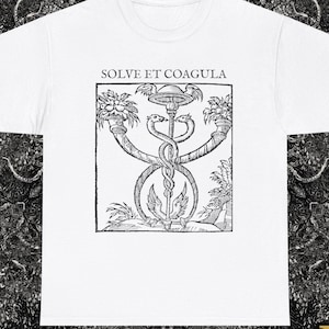 Solve et Coagula Shirt | Esoteric Alchemy T Shirt | Hermetic Symbolism Tee | Chaos Magick Goth Unisex Top | Light Design Text Above