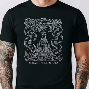 Solve et Coagula Shirt | Occult Alchemy Smoke & Stars Tee | Hermetic Symbolism T-Shirt | Chaos Magick Esoteric Goth Clothing | Light Design