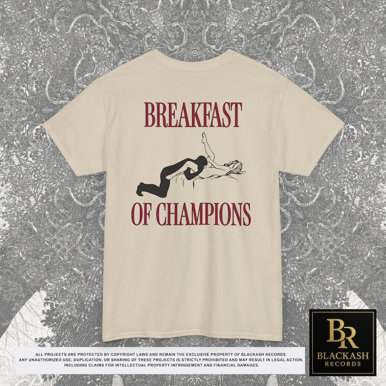 Camiseta com estampa "Café da Manhã dos Campeões" nas costas, Presente ideal para o Natal (inapropriado), Camisetas que arrasam, Presentes engraçados para casais, Presentes divertidos e originais imagem 6