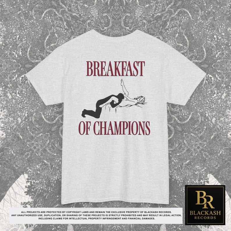 Camiseta com estampa "Café da Manhã dos Campeões" nas costas, Presente ideal para o Natal (inapropriado), Camisetas que arrasam, Presentes engraçados para casais, Presentes divertidos e originais imagem 4