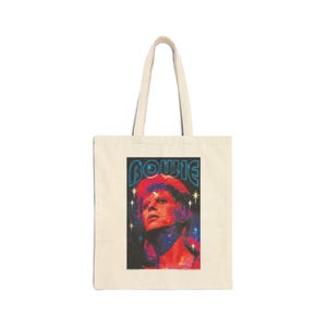 Vintage Style David Bowie Tote Bag - Retro Rock Music Canvas Bag, Ziggy Stardust Merch, Eco Shopper Gift for Bowie Fans