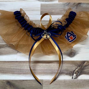 NFL Auburn University Gold Organza Navy Blue Single Wedding Garters
